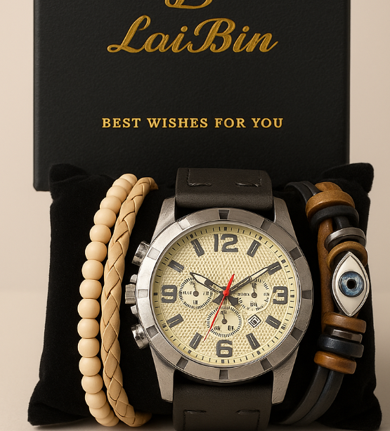 Combo Reloj Elegante Hombre+ Pulseras